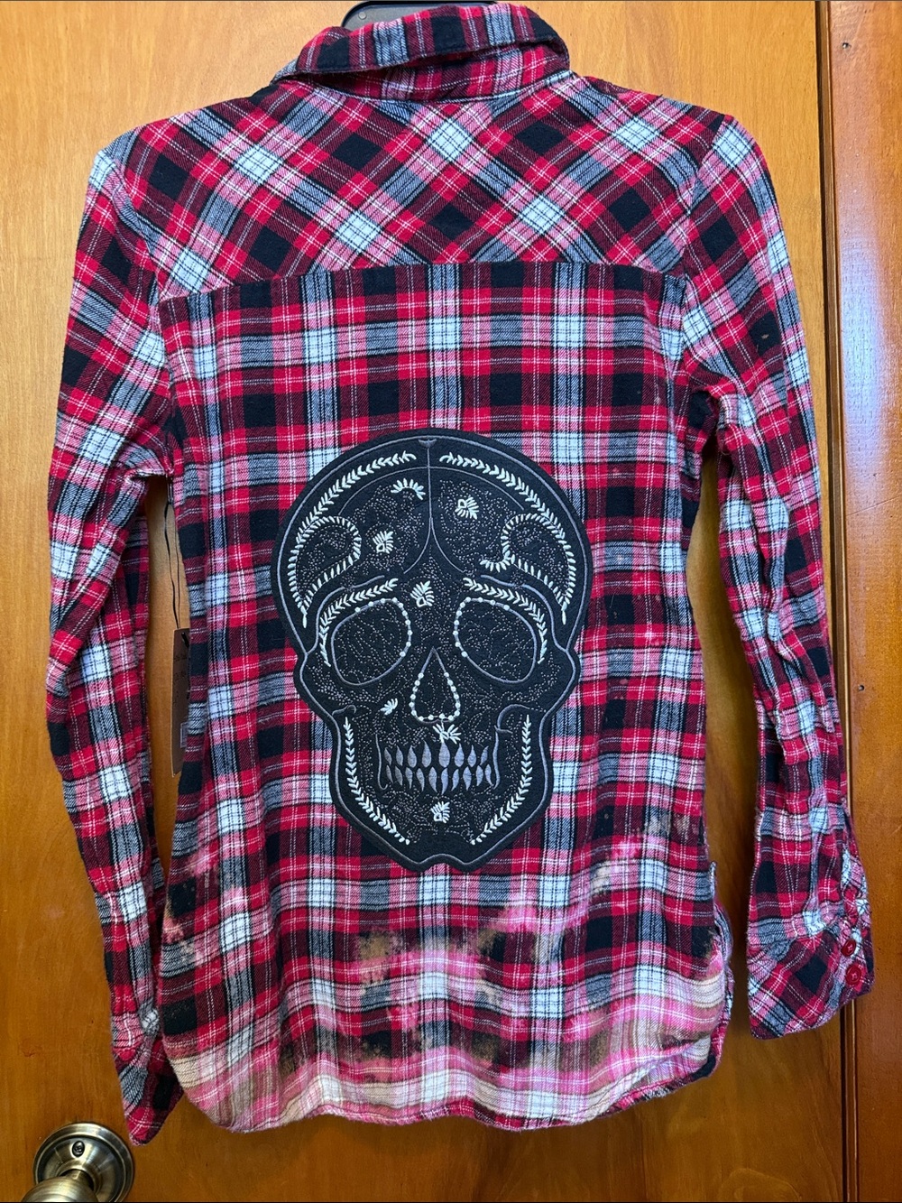 Handmade flannel - medium- small skull flannel